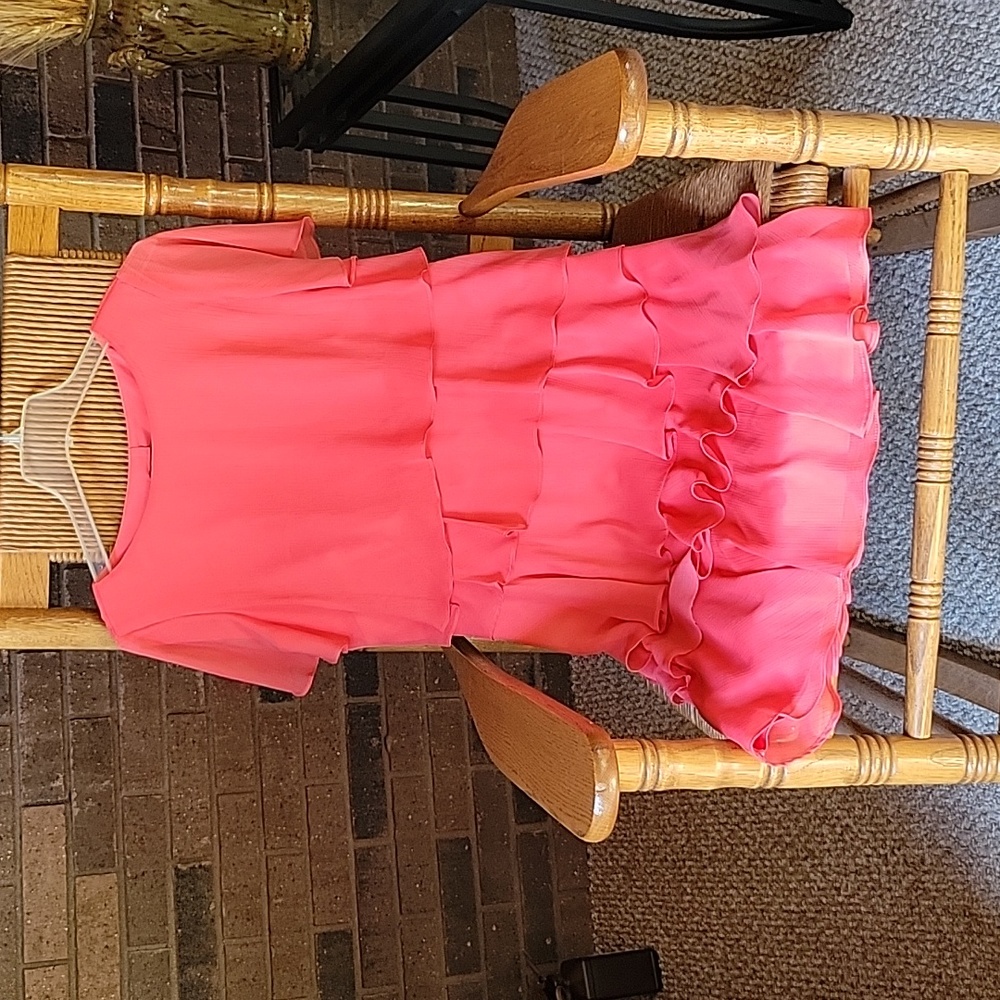 Tahari, Arthur S. Levine coral ruffle dress, size 8P
